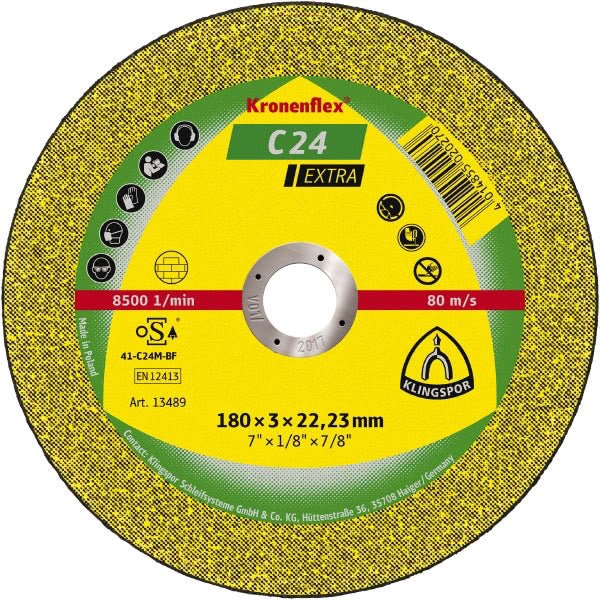 Klingspor Cut-Off Wheel (Extra) Medium Grit for Stone, Concrete C24EX - AIMS Industrial Supplies