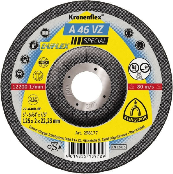 Klingspor Cut Off Wheel Hard 125 x 2 x 22.23mm Bore 298177 - Pack of 251