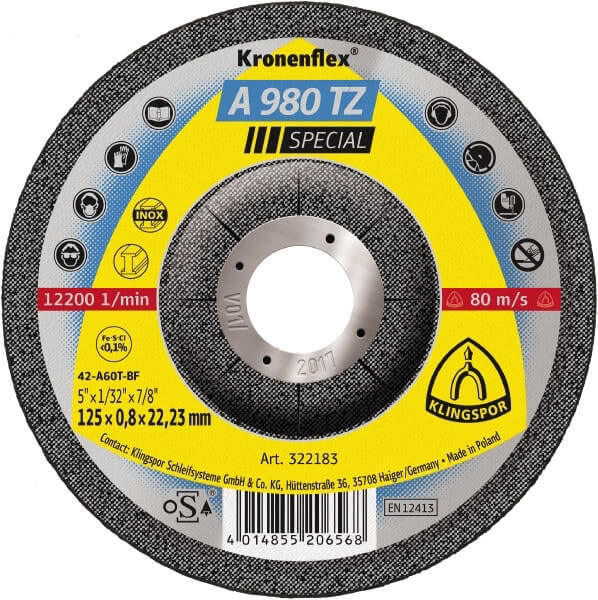 Klingspor Cut Off Wheel Hard 125mm x 0.8 x 22.23 Box of 25 3221831