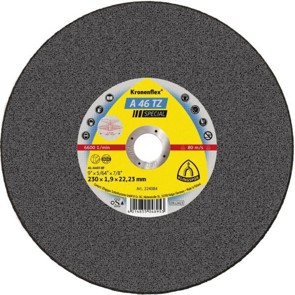 Klingspor Cut-Off Wheel (Special) Hard Grit for Stainless Steel A46TZ - AIMS Industrial Supplies