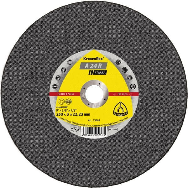 Klingspor Cut - Off Wheel (Supra) Medium Grit for Stainless Steel A24R (80 Vmax) - AIMS Industrial Supplies