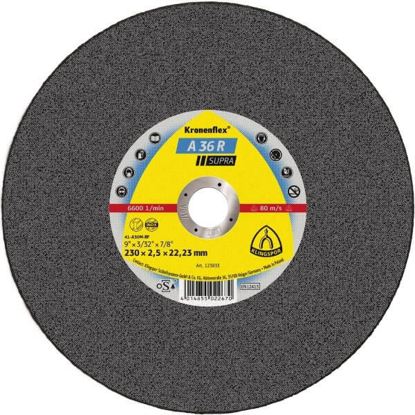 Klingspor Cut-Off Wheel (Supra) Medium Grit for Stainless Steel A36R - AIMS Industrial Supplies