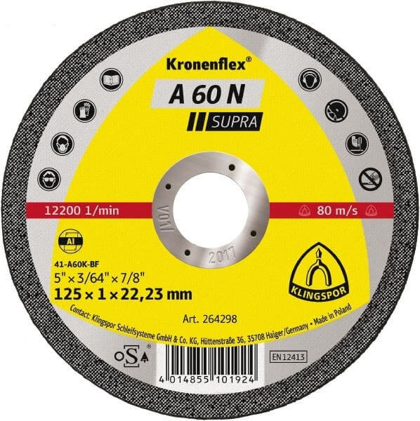 Klingspor Cut-Off Wheel (Supra) Soft Grit for Aluminium A60N - AIMS Industrial Supplies