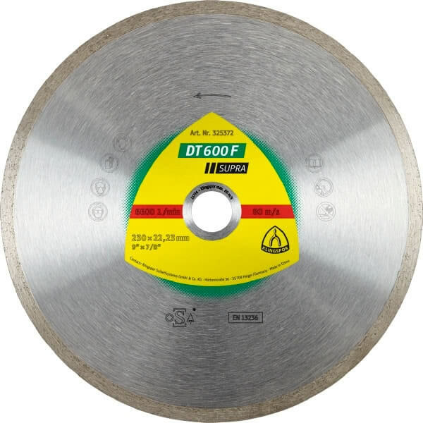 Klingspor Diamond Blade Continuous Rim 230mm x 1.9 x 22.23 Bore 325372