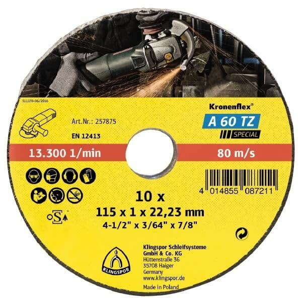 Klingspor D.I.Y. Range Cut-Off Wheel for Stainless Steel, Steel A60TZ - AIMS Industrial Supplies