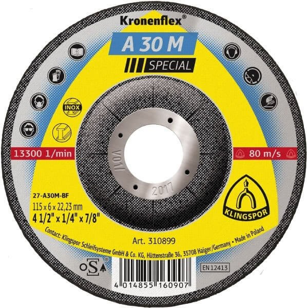 Klingspor Grinding Disc Medium 125mm x 6 x 22.23 Box of 10 310900 - AIMS Industrial Supplies