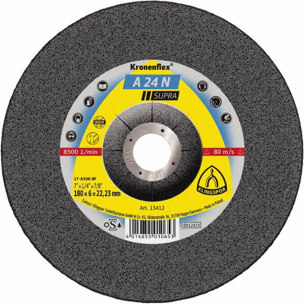 Klingspor Grinding Disc (Supra) Soft Grit for Stainless Steel A24N - AIMS Industrial Supplies