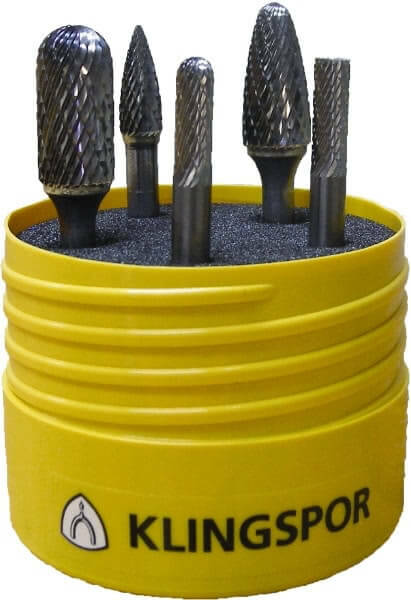 Klingspor Tungsten Carbide Burr 70 x 100mm 6.35mm Shaft 5-pc Set 3107431