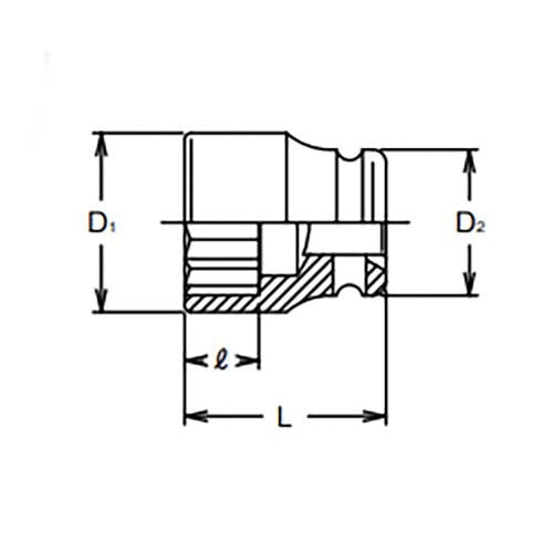 Ko-Ken 1" Drive 12Pt Impact Socket - A/F2