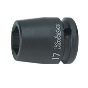 Ko-Ken 14400A impact socket in matt black with a 6-point opening, size 17 and Ko-ken logo on the side, close view