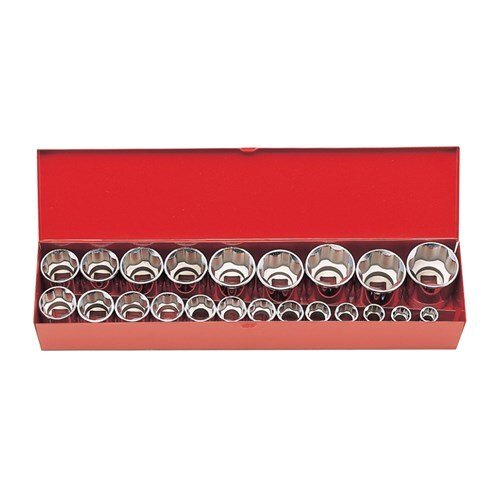 Ko-Ken 1/2" Drive Socket Set 12 Point 10 - 32mm, 22 Pieces - KO4251M - AIMS Industrial Supplies