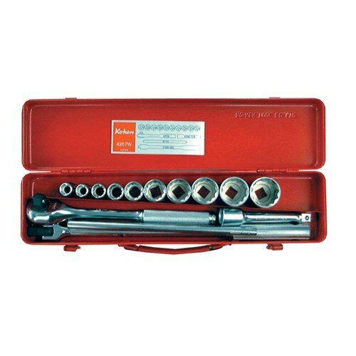 Ko-Ken 1/2" Drive Socket Set 1/8" -1 1/16" Whitworth, 14 Pcs - KO4267W - AIMS Industrial Supplies