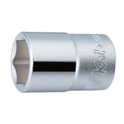 Ko-Ken 4400M 6-point socket in polished chrome, close view of the hex opening and Ko-ken logo on the body