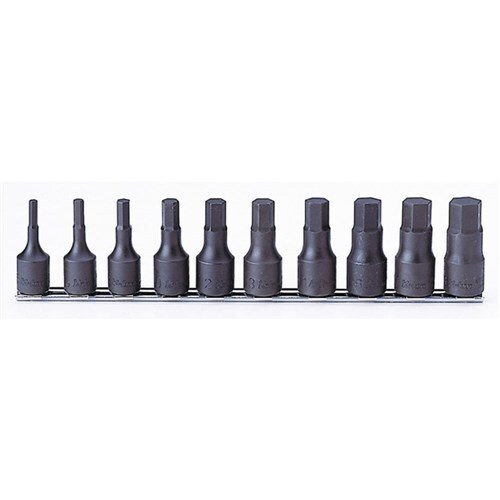 Ko-Ken 1/2"Drive Inhex (4 - 19mm x 60mm) On Rail Socket Set, 10 Pieces1