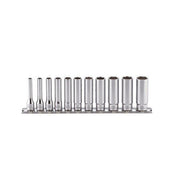Ko-Ken 1/4" Drive (4 - 14mm) 12Pt On Rail Deep Socket Set, 11 Pcs - AIMS Industrial Supplies