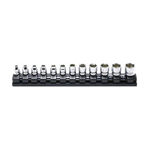 Ko-Ken 1/4" Drive 6 Point (4 - 14mm) Z Series Rail Socket Set, 12 Pieces - AIMS Industrial Supplies