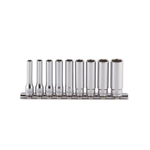 Ko-Ken 1/4" Drive AF (6Pt) Deep On Rail Socket Set, 9Pcs - KORS2300A/9 - AIMS Industrial Supplies