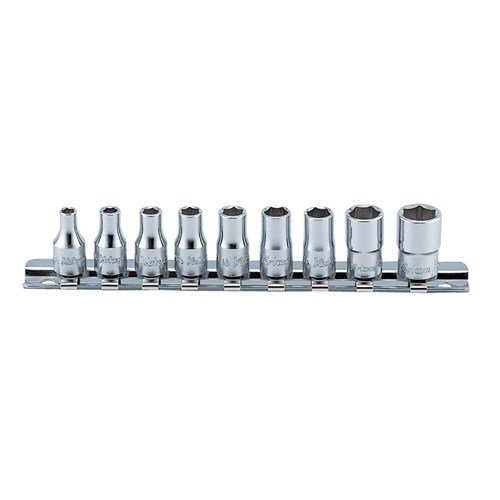 Ko-Ken 1/4" Drive Whitworth On Rail Socket Set, 9 Pcs - KORS2400W/9-BA - AIMS Industrial Supplies