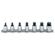 Ko-Ken 1/4" Inhex Socket Set On Rail (3 - 10mm) x 100mm, 7 Pieces1