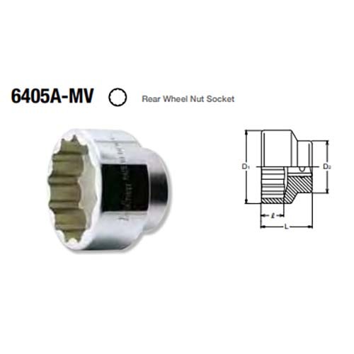 Ko-Ken 3/4" Drive 12Pt Rear Wheel Nut Socket 2.3/16MV - KO6405A-MV2