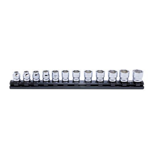 Ko-Ken 3/8" Drive 6 Point (7 - 19mm) Z Series Rail Socket Set, 12 Pieces - AIMS Industrial Supplies