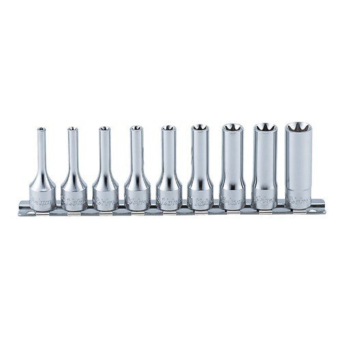 Ko - Ken 3/8" Drive Deep Socket Set On Rail, 9pcs E4 - E6 - KORS3325/9 - AIMS Industrial Supplies