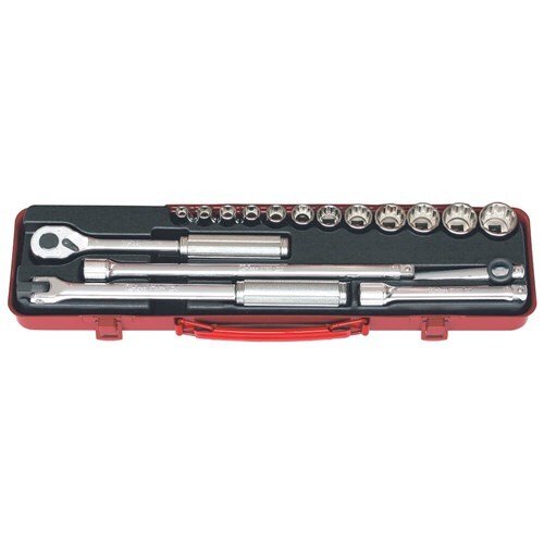 Ko - Ken 3/8" Drive Socket Set (1/4" - 7/8" AF) 6 & 12Pt, 17 pcs - KO3206A - AIMS Industrial Supplies