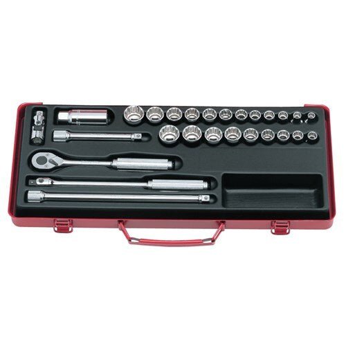 Ko - Ken 3/8" Drive Socket Set 22mm & 3/8" - 7/8" AF, (27Pcs) - KO3206AM - AIMS Industrial Supplies