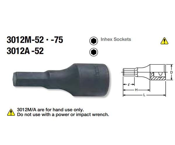 Ko-ken 3/8" Inhex Socket Long Series  Metric2