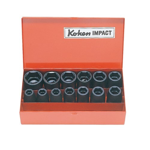 Ko-Ken 3/8 to 1-1/8"AF Impact Socket Set 1/2" Drive, 12 Pieces - KO14241A1