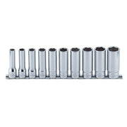Ko - Ken Deep Socket Set On Rail 1/2" Drive 3/8 - 15/16" AF, 10pcs - AIMS Industrial Supplies