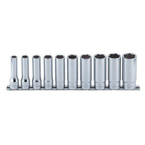 Ko - Ken Deep Socket Set On Rail 1/2" Drive 3/8 - 15/16" AF, 10pcs - AIMS Industrial Supplies