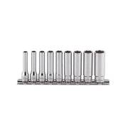 Ko - Ken Deep Socket Set On Rail 1/4" Drive 12Pt 3/16 - 1/2" AF, 9pcs - AIMS Industrial Supplies
