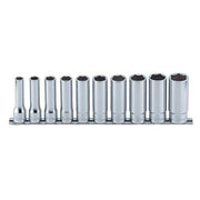 Ko - Ken Deep Socketset On Rail 1/2" Drive 3/8 - 15/16" AF, 10pcs - AIMS Industrial Supplies