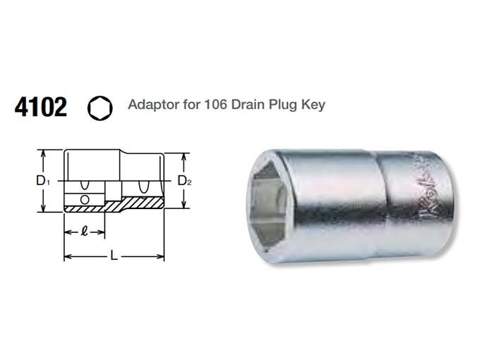 Ko - Ken Drain Plug Key Adaptor 1/2" Drive x 17mm - KO410217 - AIMS Industrial Supplies