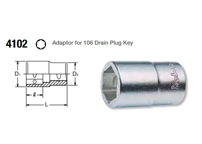 Ko-Ken Drain Plug Key Adaptor 1/2" Drive x 17mm - KO4102172