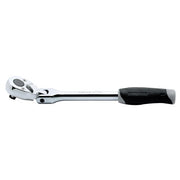 Ko-Ken 2774J/N/P flexible ratchet in chrome with the head angled and a black and grey rubber grip handle
