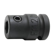 Ko-Ken 13134, 14134 and 16134 impact bit holder in black finish, close view of the hex opening with a set screw and F11.2 stamped on the side