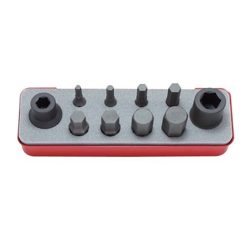 Ko - Ken Impact Inhex Socket Set 1/2" Drive 5 - 19mm, 10pcs - KO14209M - AIMS Industrial Supplies