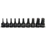 Ko - Ken Impact Inhex Socket Set On Rail 1/2" Drive 4 - 19mm, 10pcs - AIMS Industrial Supplies