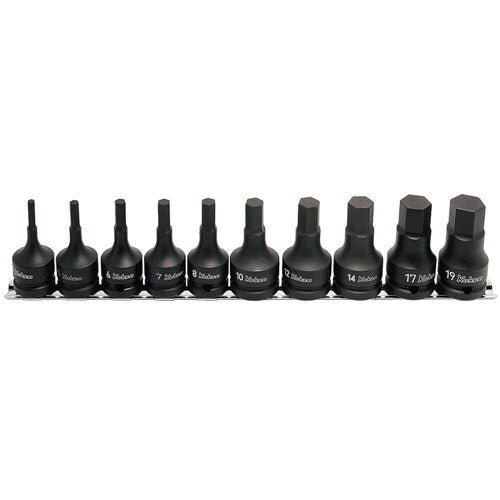 Ko - Ken Impact Inhex Socket Set On Rail 1/2" Drive 4 - 19mm, 10pcs - AIMS Industrial Supplies