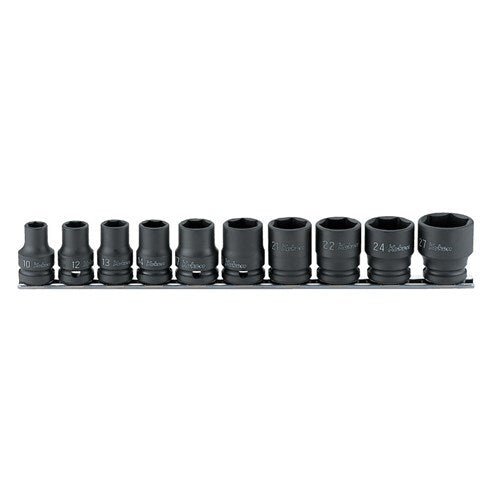 Ko - Ken Impact Socket Set On Rail 1/2" Drive 10 - 27mm, 10pcs - AIMS Industrial Supplies