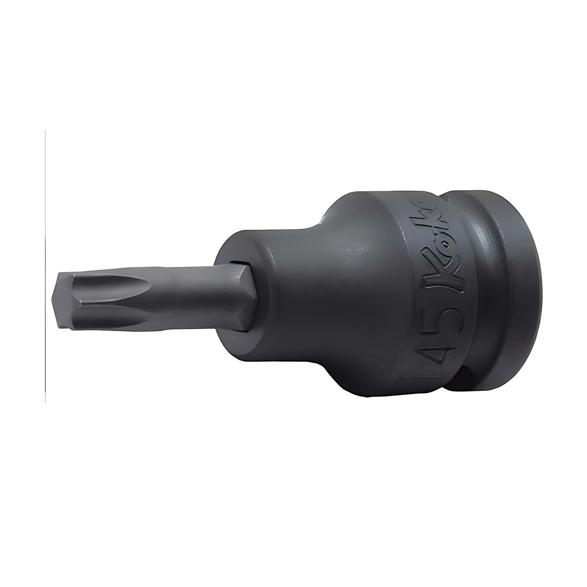 Ko-Ken 14025-60 (T) impact Torx bit socket in black finish, Torx tip on the left and the size 45 stamped on the socket body