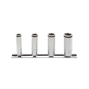 Ko - Ken Nut Grip Deep Socket Set On Rail 1/4" Drive x 8 - 14mm, 4pcs - AIMS Industrial Supplies
