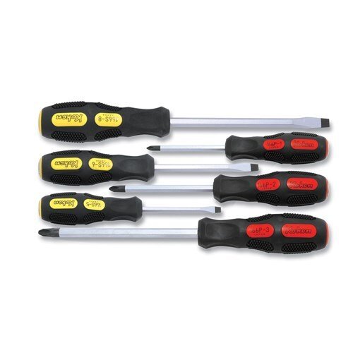 Ko-Ken Phillips And Slotted Blade Thru Screwdriver Set, 6Pieces - KO166PS/6 - AIMS Industrial Supplies
