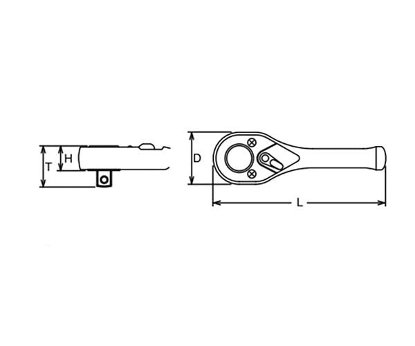 Ko-Ken Ratchet 1/4" Drive x 75mm Polished Handle - KO2753PS - AIMS Industrial Supplies