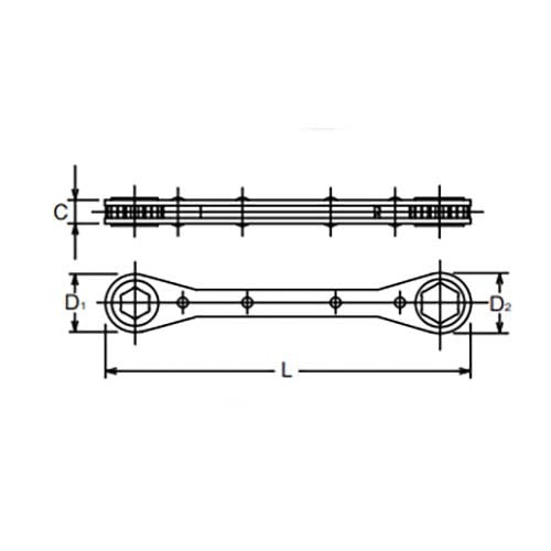Ko-Ken Ratcheting Ring Wrench - A/F2
