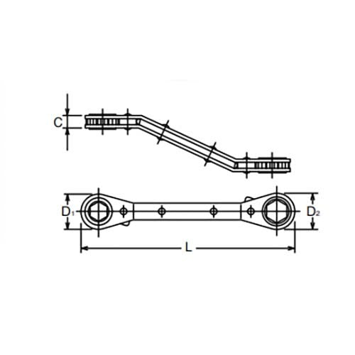 Ko-Ken Reversible Ratcheting Ring Wrench - A/F2