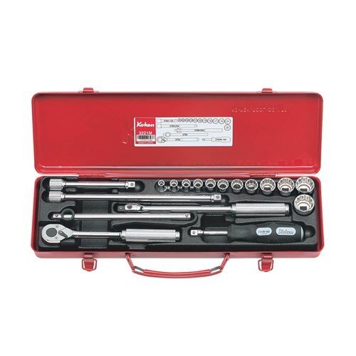 Ko - Ken Socker Set 3/8" Drive 6 - 22mm 12Pointt, 18pcs - KO3221M - AIMS Industrial Supplies