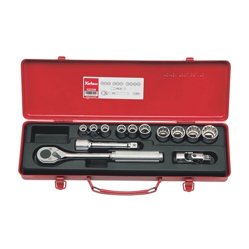 Ko-Ken Socket Set 1/2" Drive 10 - 24mm 12Point, 13pcs - KO4222M1